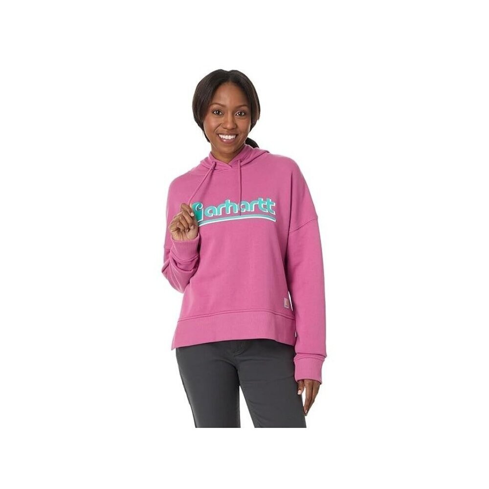 Carhartt Women's Tencel Fiber Loose Fit Fall Graphic Hoodie Sweatshirt Woodrose